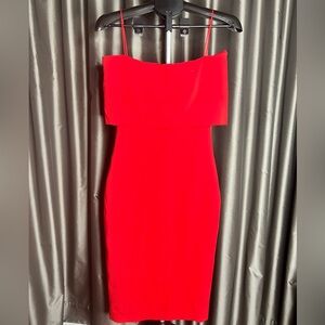 Elegant Sexy Red Strapless Off Shoulder Fitted Dress Size S